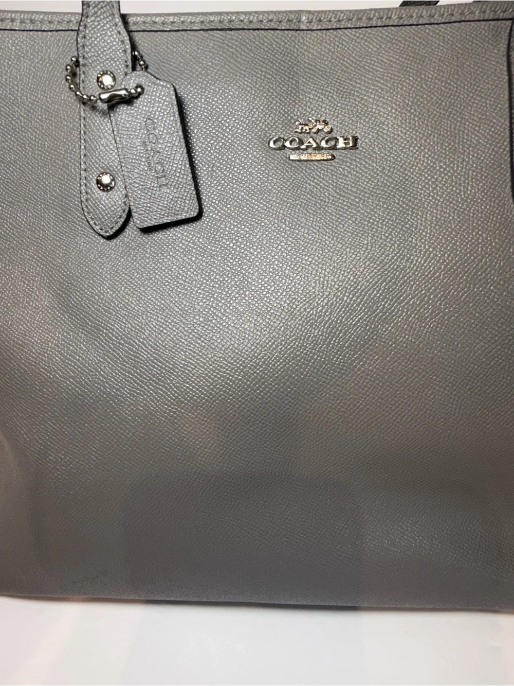 Coach NY Authentic Crossgrain Leather City Zip Tote Handbag F58846 Grey